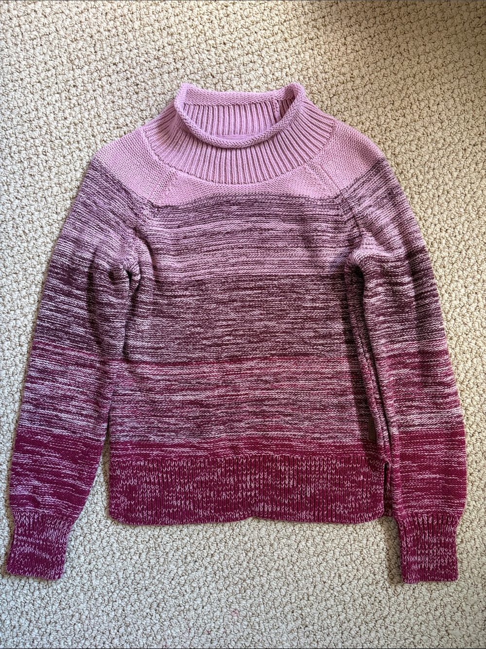 ROOTS Girl’s Ombre Pink Purple Knit Pullover Sweater XXL